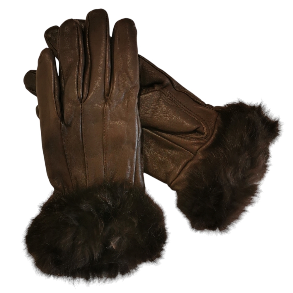 Jim Dama Leather Gloves in Coffee Brown - Sz M